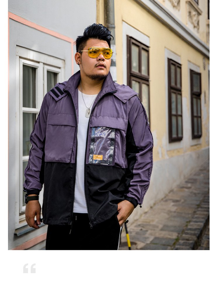 2018新品潮牌大码男装加肥加大宽松外衣国潮连帽胖子夹克外套秋装衣服