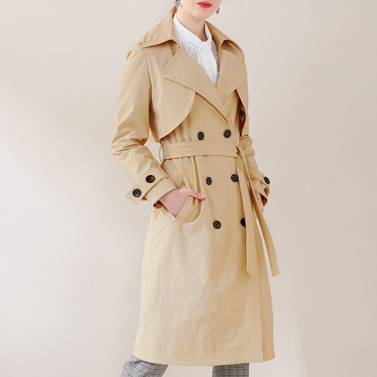 收腰显瘦春秋款修身薄外套通勤优雅百搭a字型女装风衣女式风衣