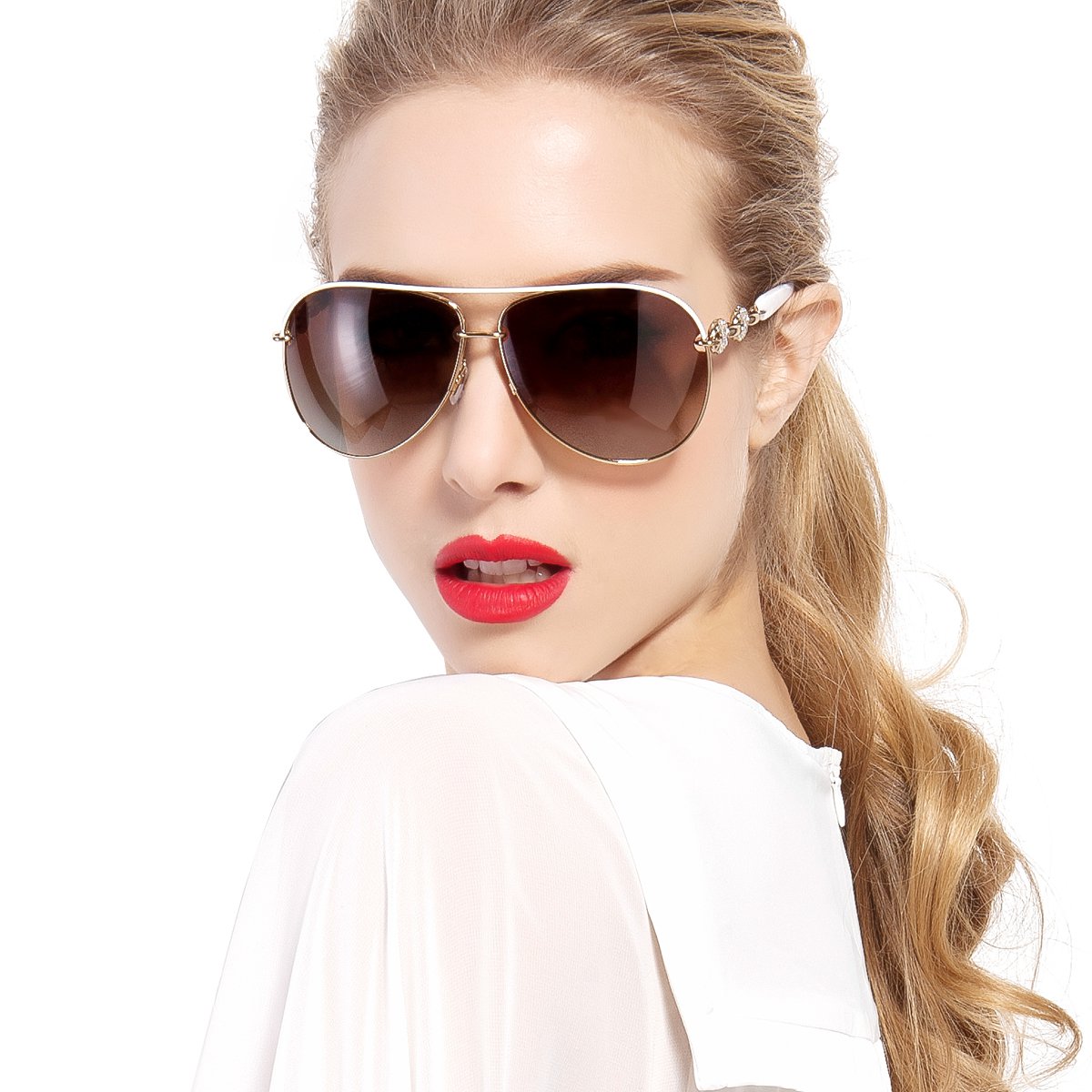 帕森明星宋佳同款 雅致水钻防晒太阳镜 女士优雅时尚偏光太阳眼镜