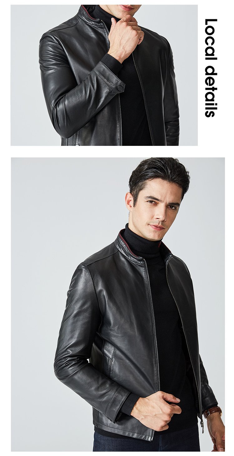 【轻奢系列】男士绅仕绵羊皮革真皮立领保暖皮衣外套
