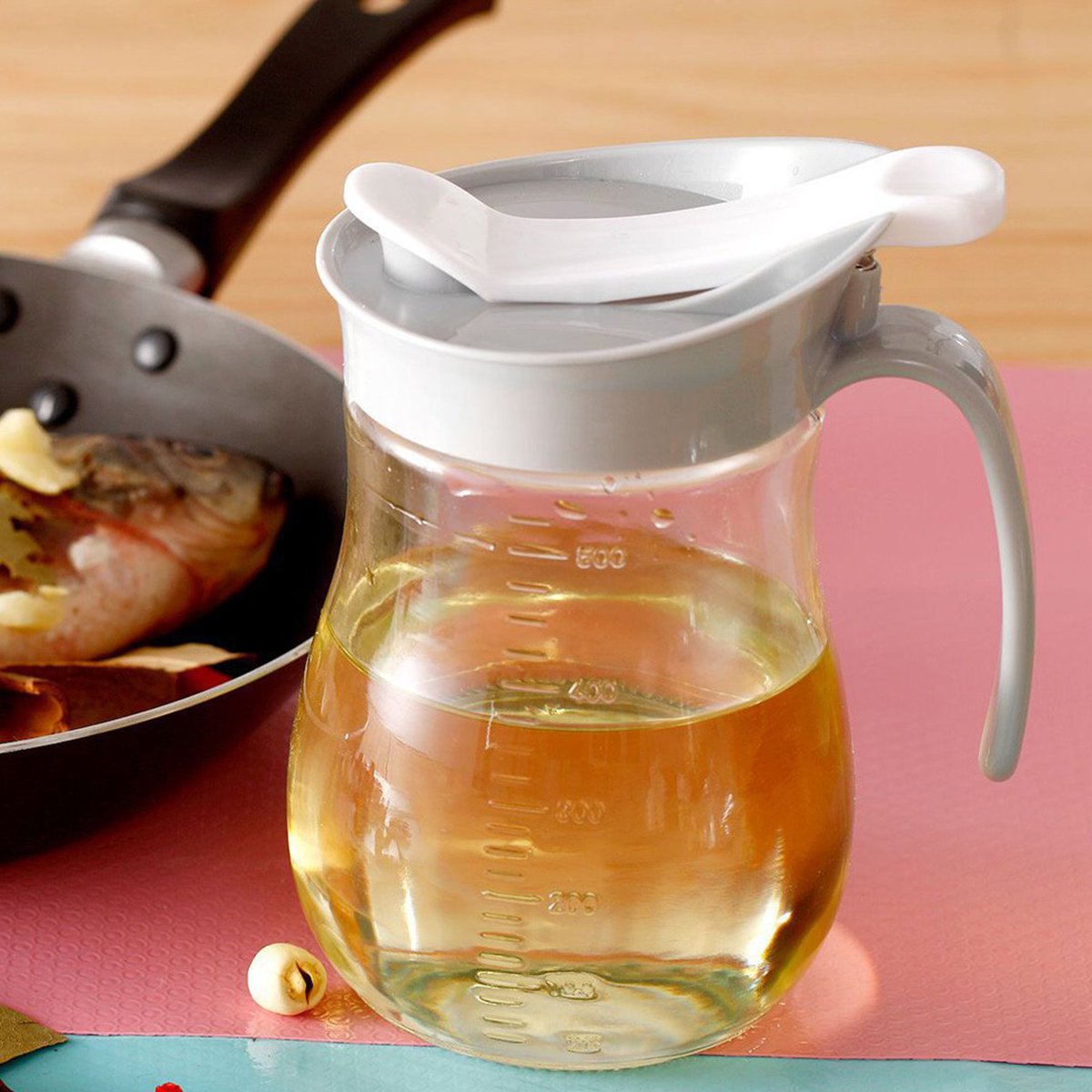 玻璃防漏刻度控油壶550ml