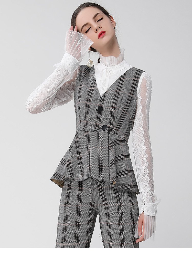 百奢bessie女装秋上新专场2018秋季新款女装秋装时尚优雅简约修身格子