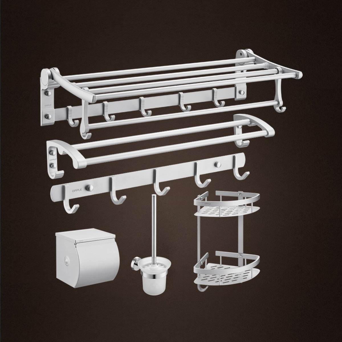 opple 浴室挂件 精工铝毛巾架浴巾架置物架纸巾盒马桶刷组合卫生间