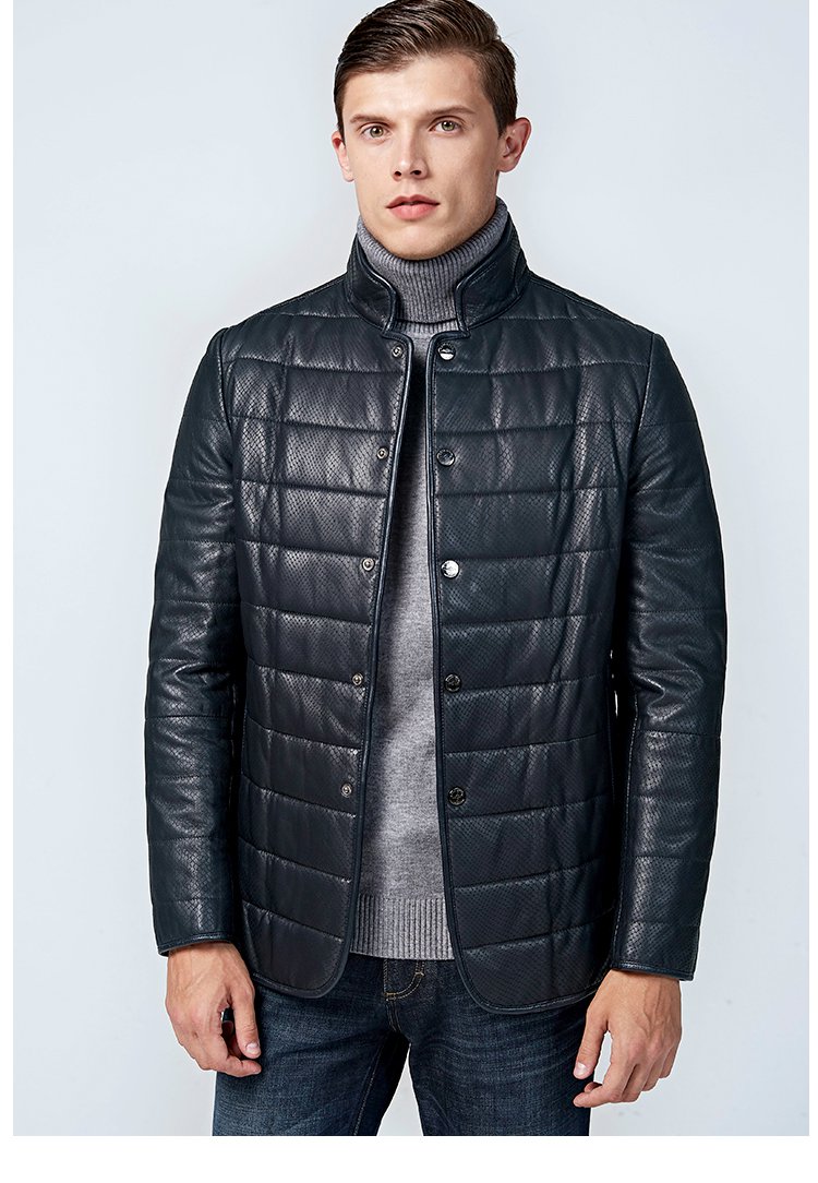 德鲨秋冬青年男士商务皮革服装时尚男装皮质外套