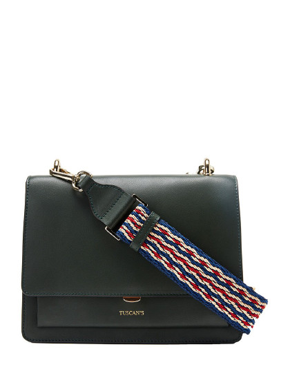 tuscans双鱼女包牛皮超火宽肩带风琴包小女生包袋日常单肩斜挎包