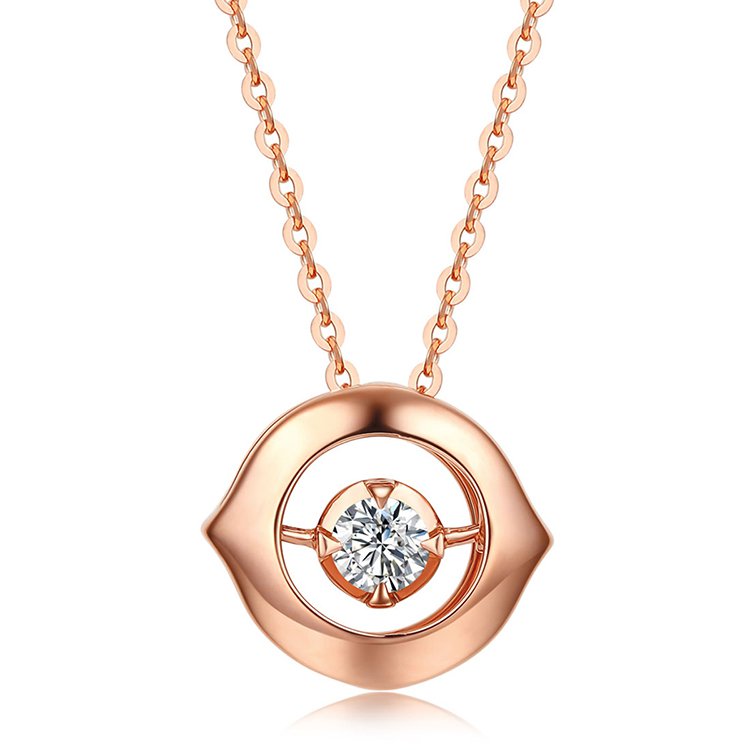 潮宏基chj 智慧之眼怦然心动玫瑰金钻石18k金项链跳动的心 红色 红色