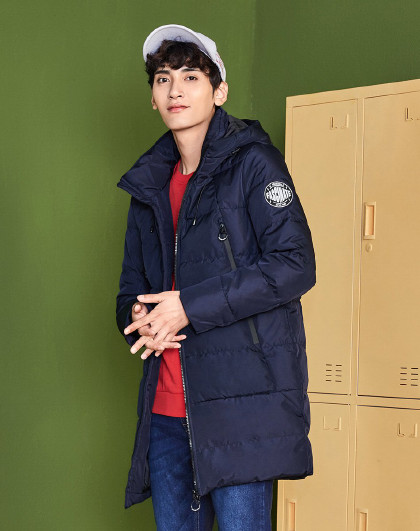 【杨洋明星同款】森马冬季中长款连帽防风保暖80绒男士羽绒服男