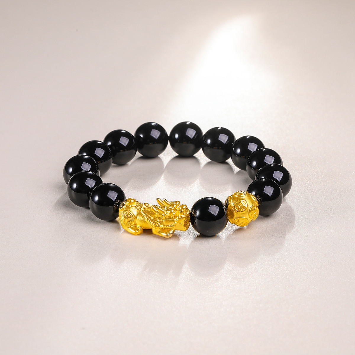 梦金园 3d硬金玛瑙瑞兽貔貅黄金手串黄金转运珠(定价/含图示所有珠)