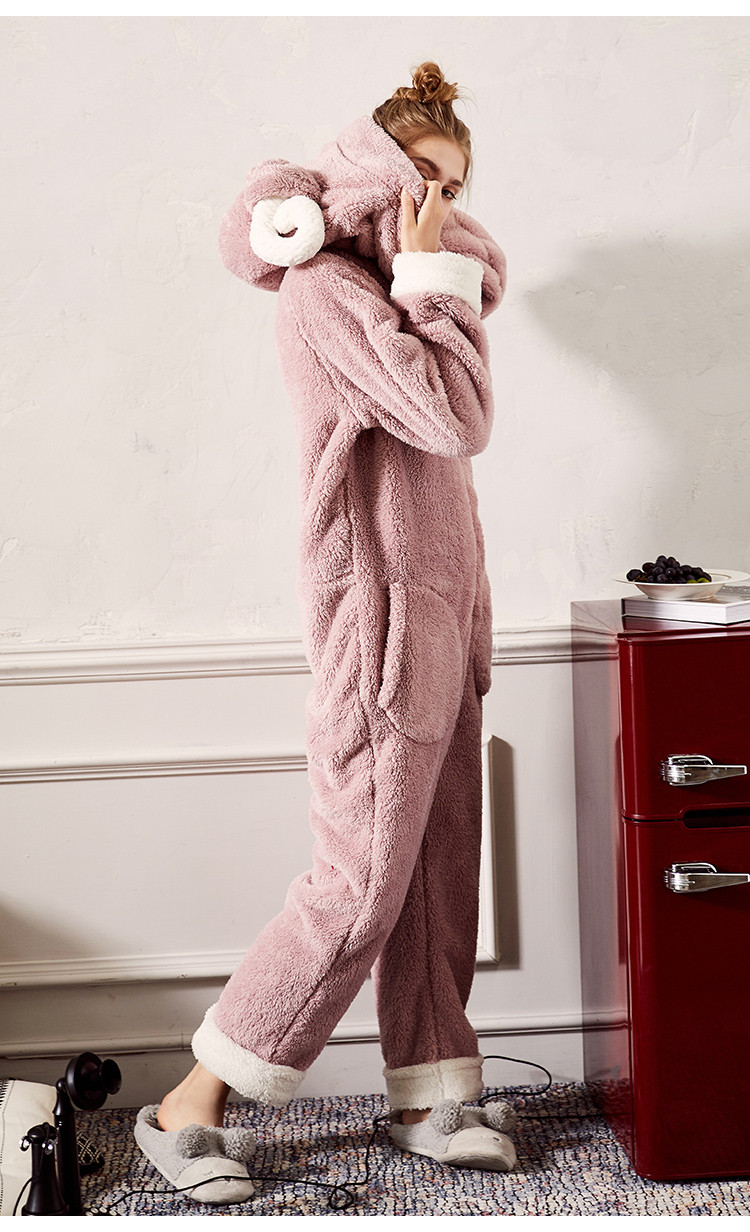 yso冬女可爱甜美羊角连体裤家居服睡衣