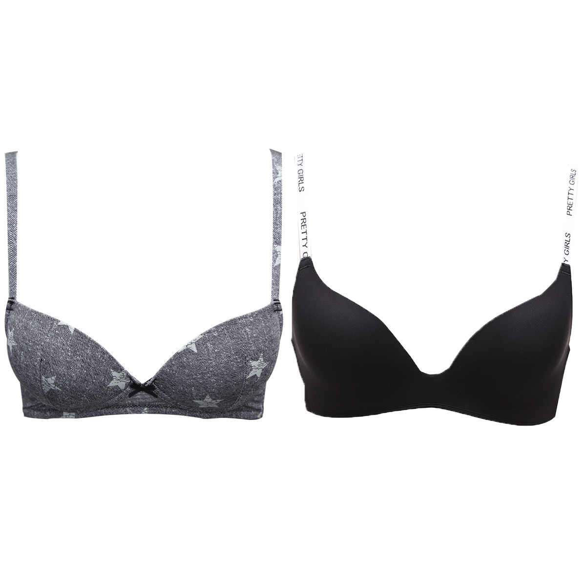 歌瑞尔甜美性感无痕无钢圈字母肩带少女内衣【2件文胸】