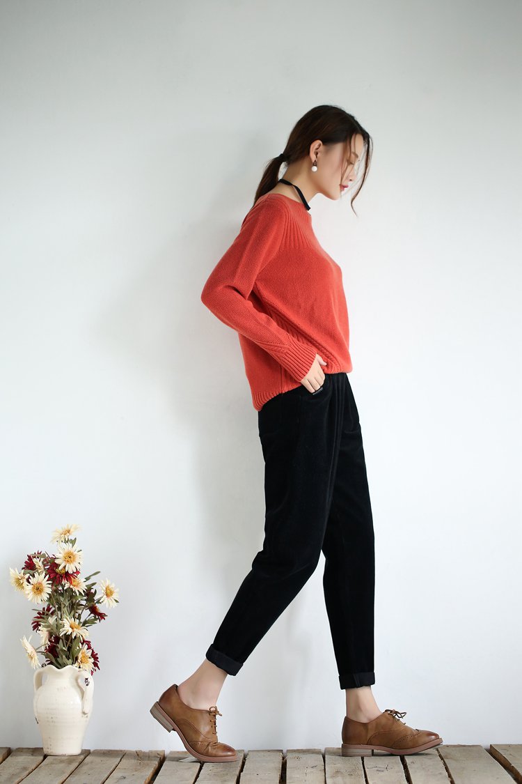 灯芯绒裤子哈伦裤女2018新款韩版宽松显瘦条绒女裤小脚萝卜裤