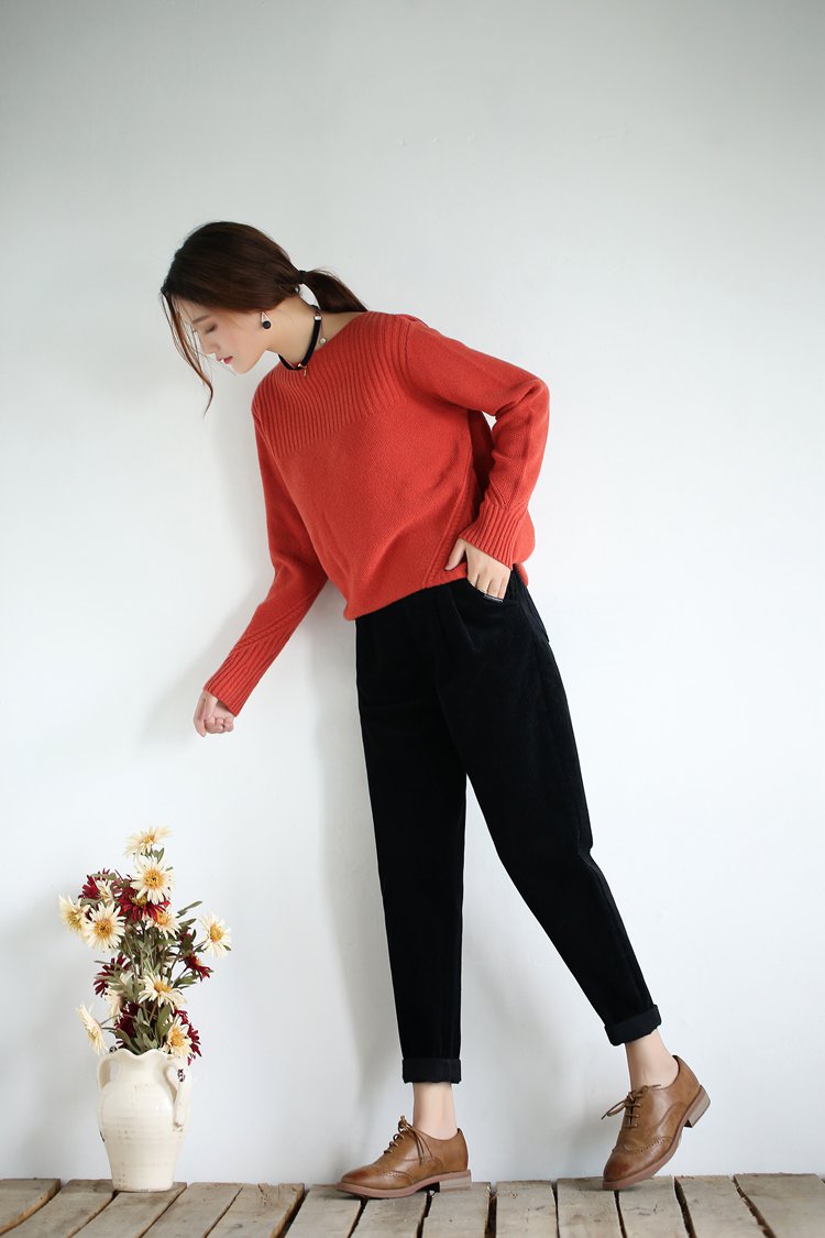 灯芯绒裤子哈伦裤女2018新款韩版宽松显瘦条绒女裤小脚萝卜裤