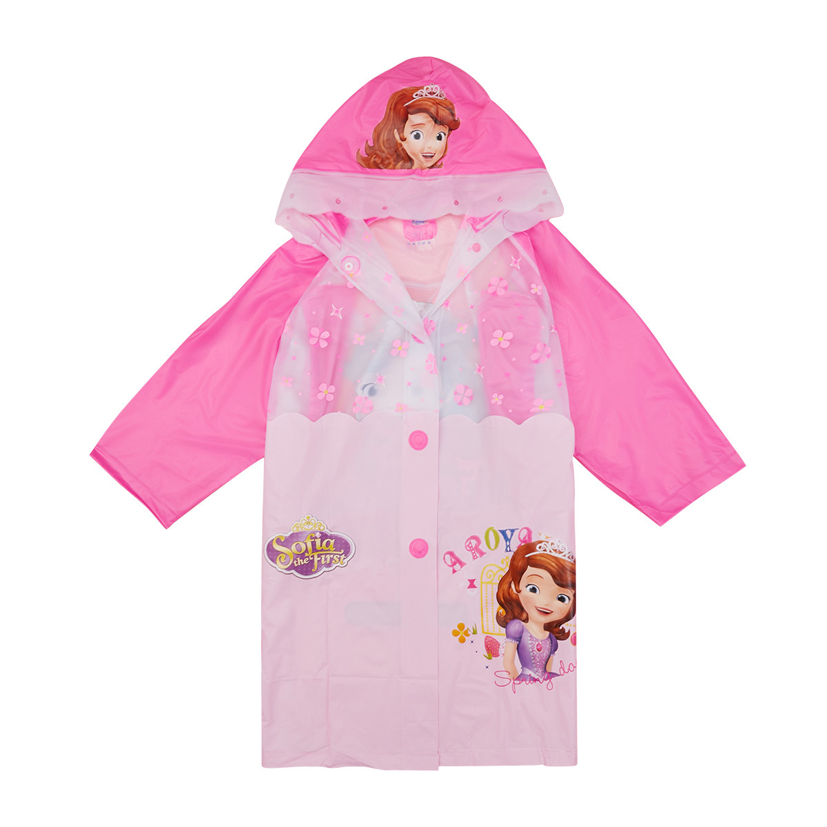 迪士尼disney 苏菲娅儿童卡通雨衣 粉色 m