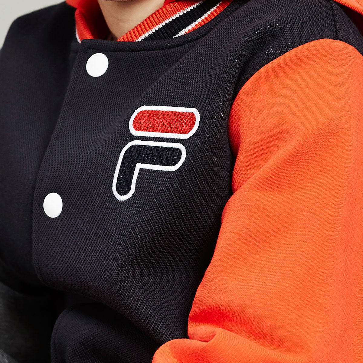 斐乐fila 男童连帽可脱卸长袖拼色棉服 传奇蓝/深花灰 160