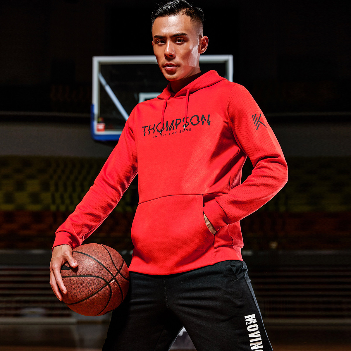 安踏 汤普森字母印花 男款连帽卫衣 篮球系列 2018秋冬新款