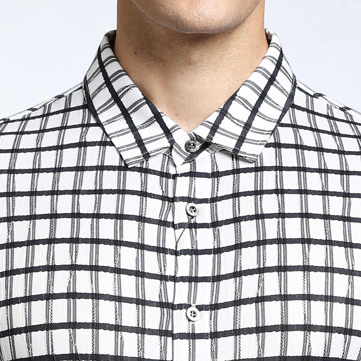 利奥纳多leonardo di gasun 桑蚕丝棉混纺时尚提花中格男士针织休闲衫