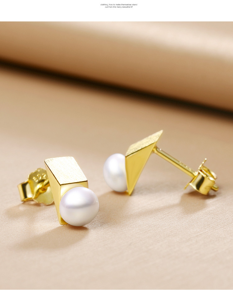 佰色传情 纯银淡水珍珠耳钉女韩国时尚925银耳环银饰品 黄色 均码