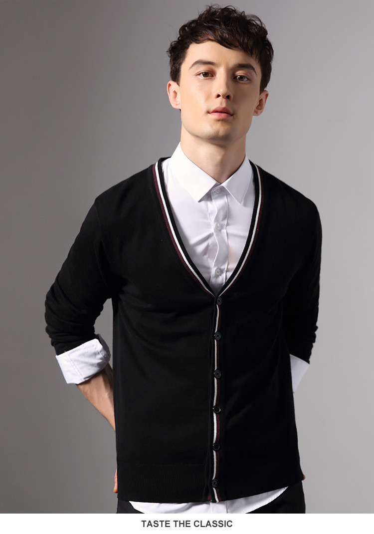 男士休闲薄款外套v领针织衫秋季新品空调衫韩版潮流男装打底开衫