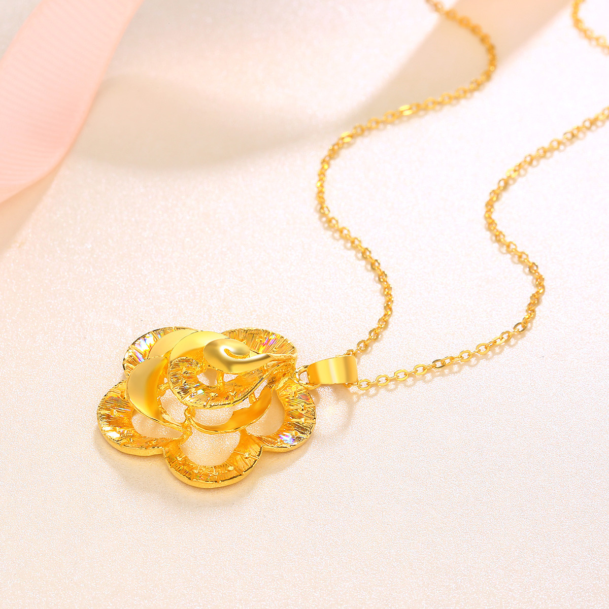 百泰首饰百泰 足金七彩拉丝花朵吊坠(计价/不含链)d-hz-03-0209-01