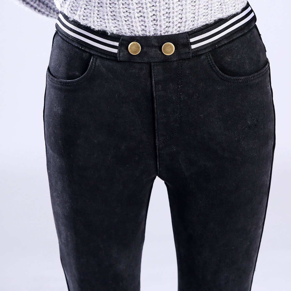 加绒打底裤女外穿秋冬季2018新款加厚黑色裤子女裤高腰小脚裤长裤