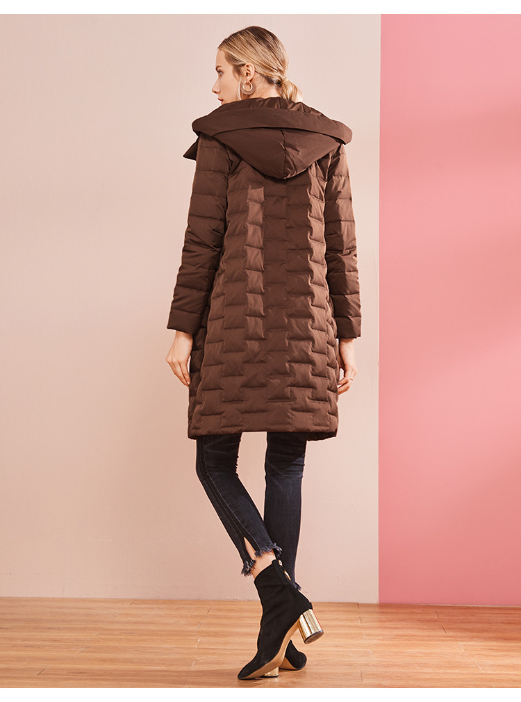 艾莱依2018冬季新款羽绒服女中长款韩版修身显瘦