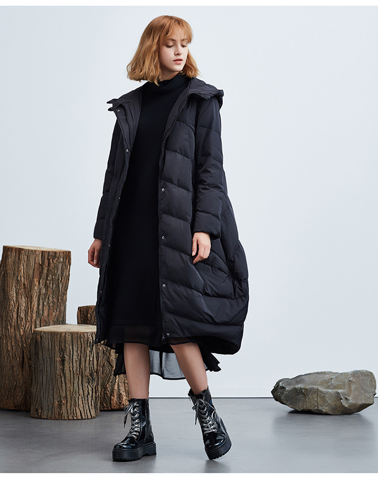 春装焕新-菀草壹原创设计师女装专场 菀草壹新款o型中长款连帽羽绒服