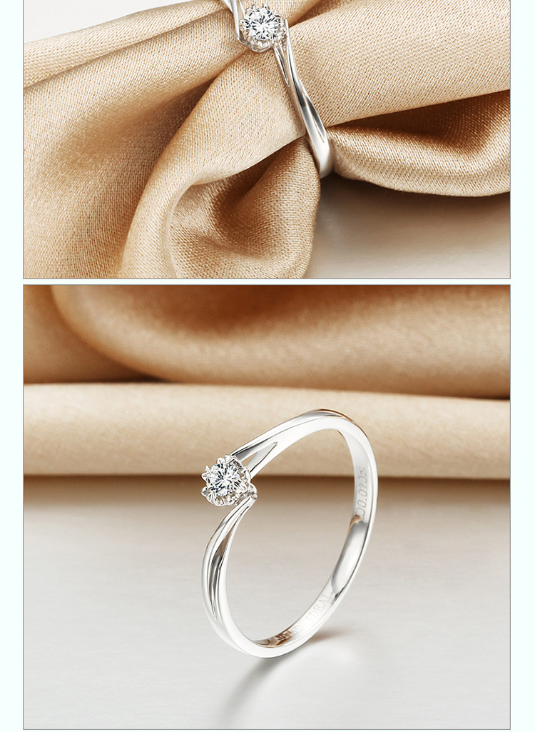 爱迪尔珠宝/ideal幸福18k金钻石女戒心形爪镶显钻婚戒订婚钻戒求婚