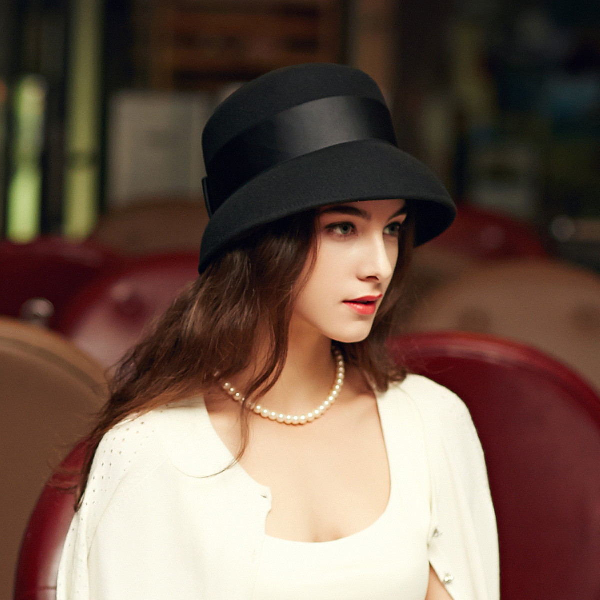 【羊毛尼赫本毡帽】真享盆帽女羊毛呢帽子女秋冬优雅时尚赫本帽复古