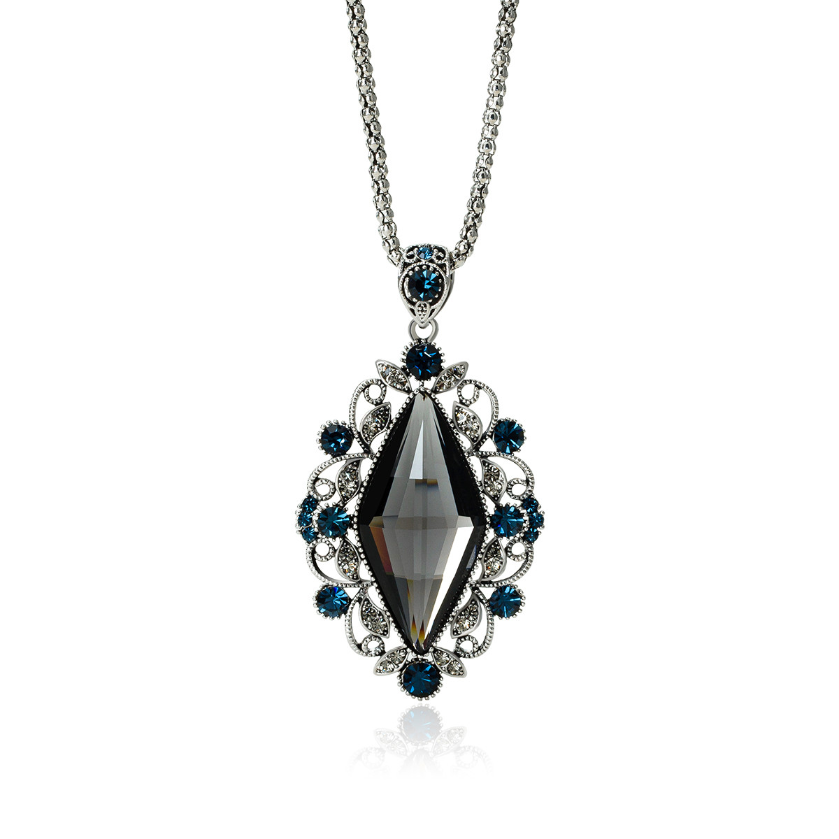 dorlan灰色菱形水晶日韩复古个性低奢潮流网红百搭长项链毛衣链