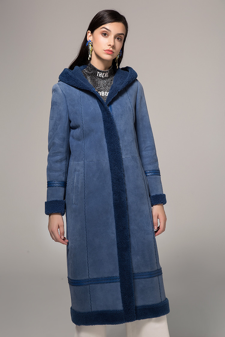 奢华羊毛皮毛一体大衣长款女士皮草外套