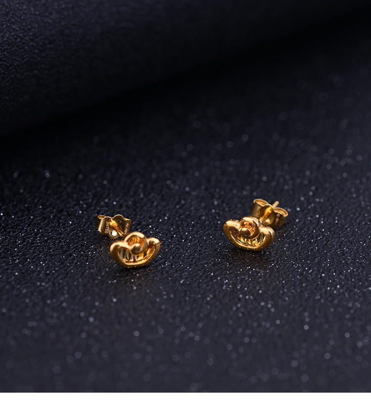 黄18k金耳饰元宝耳钉耳插约1.41克 送礼