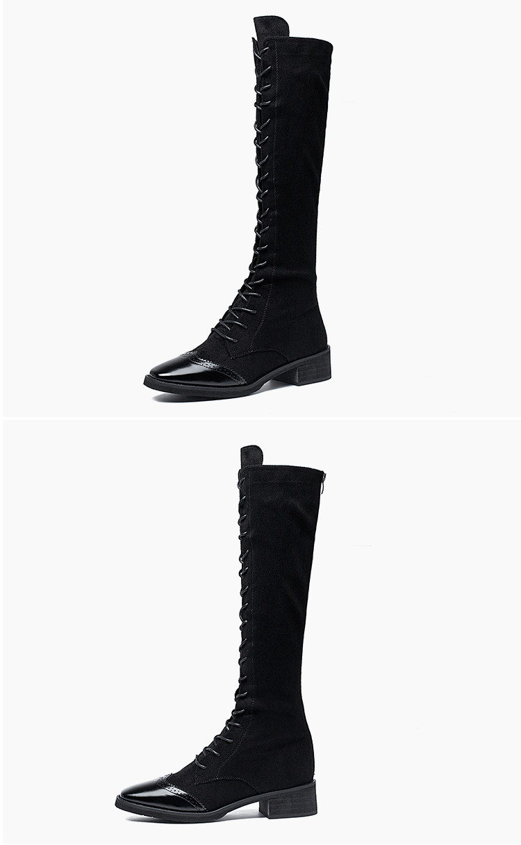 2018秋冬新款英伦风系带马丁靴女学生百搭chic绑带长靴秋冬靴机车系带