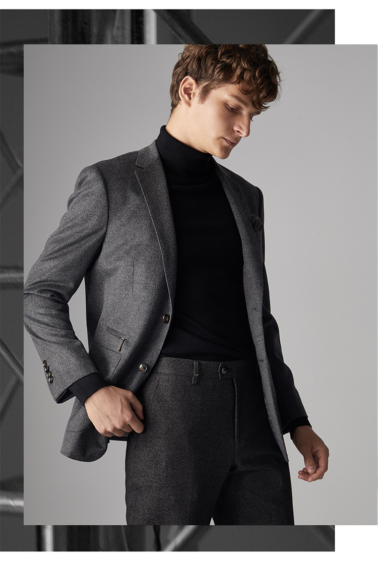 九牧王joeone 【专柜同款】新品时尚休闲百搭男式西服 中灰 58