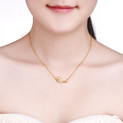 万纯系列足金999.9女王queen黄金套链女士项链/计价