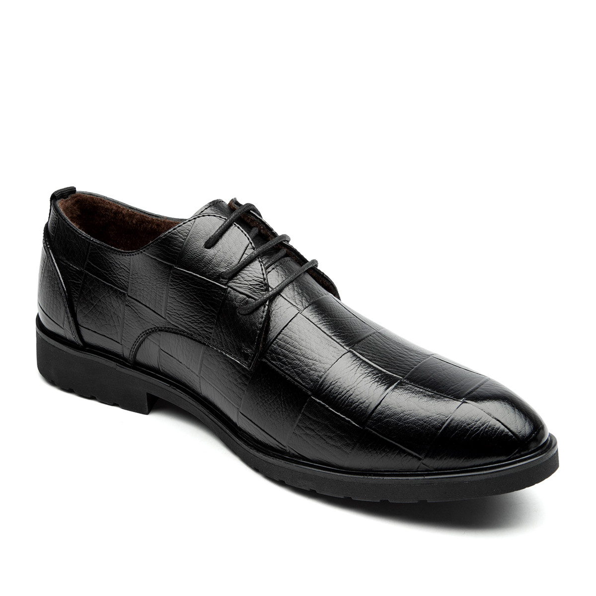 吉尔达吉尔达2018时尚新品加绒保暖牛皮压纹德比鞋商务休闲鞋皮鞋男j8