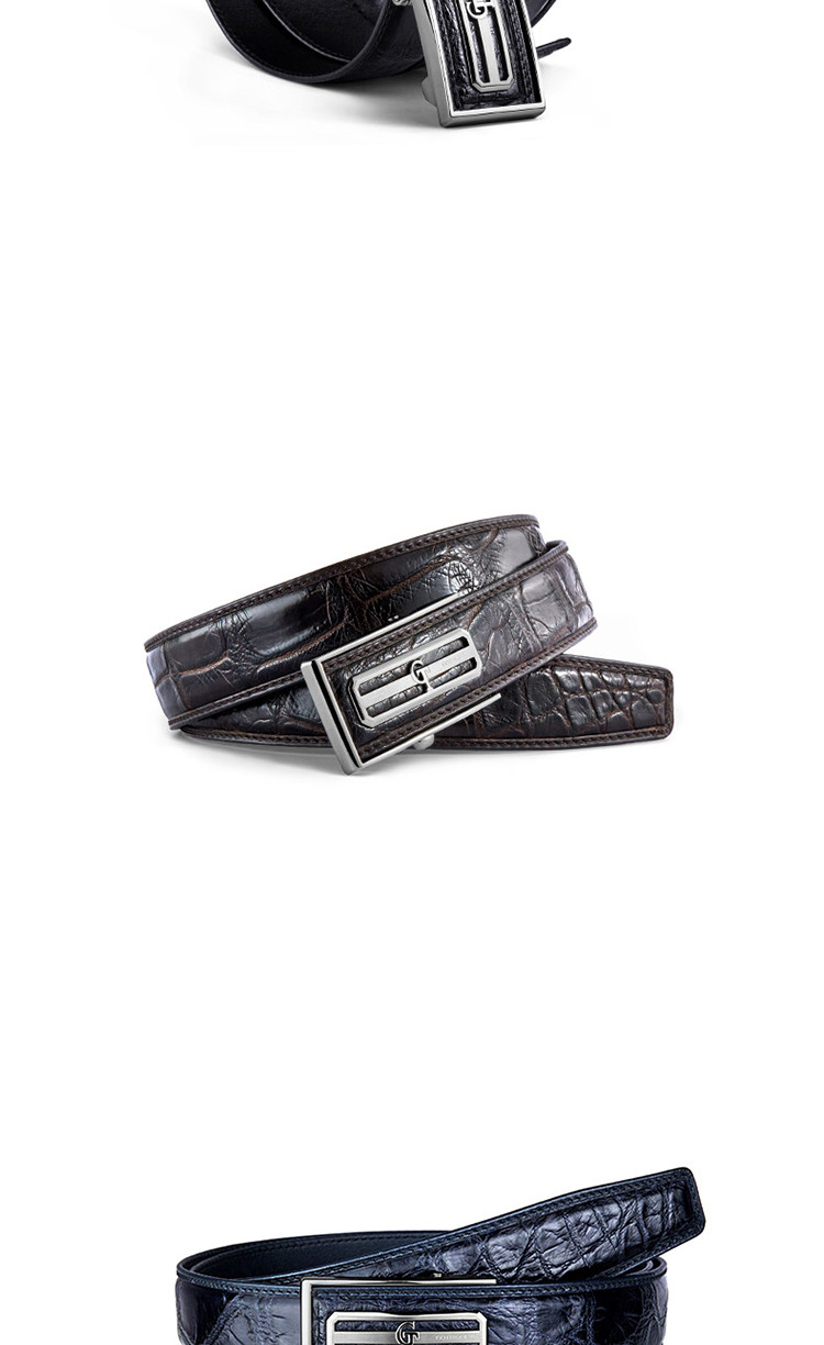 新款泰国鳄鱼皮皮带男真皮时尚休闲自动扣扣头鳄鱼皮腰带