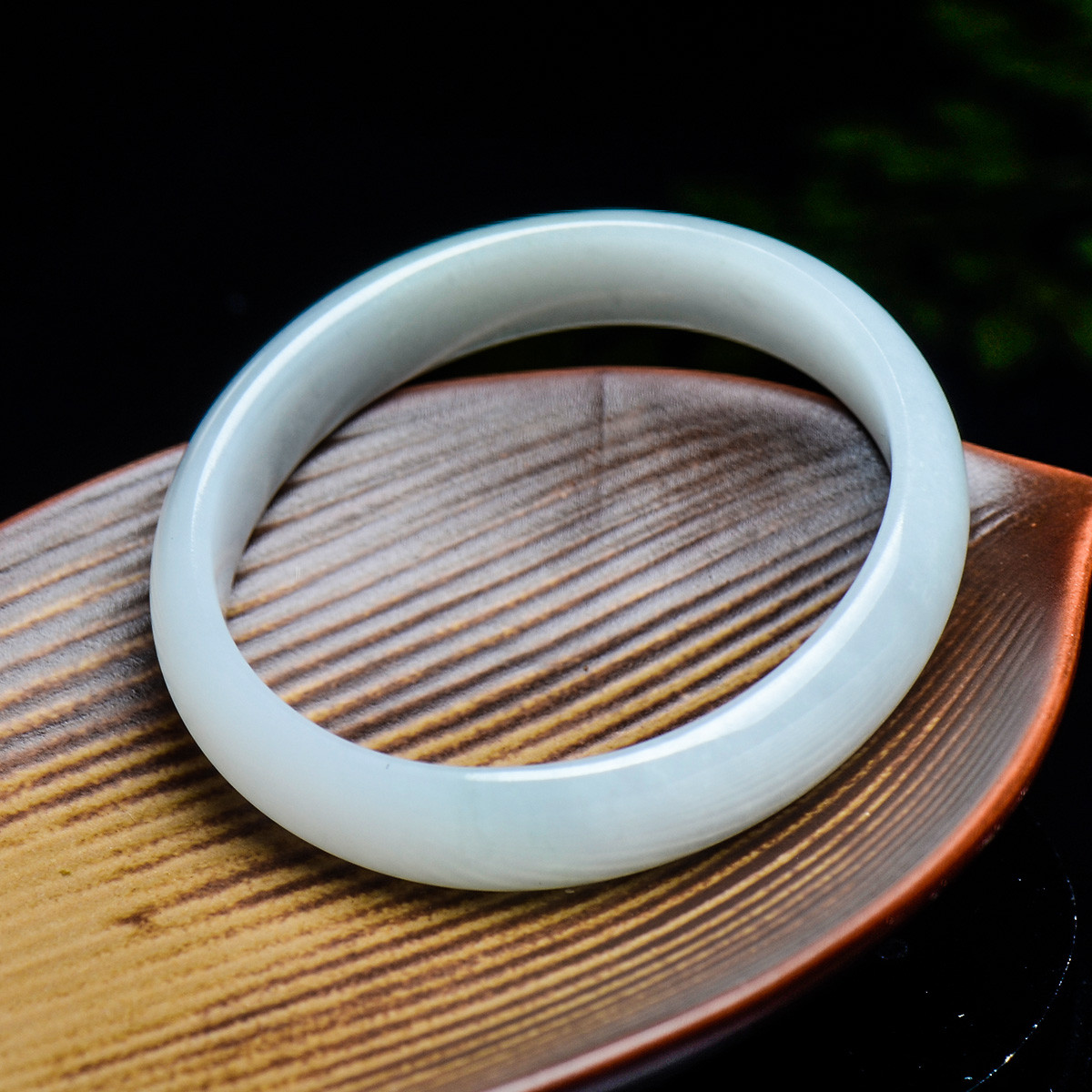 冰种椭圆翡翠贵妃镯/a货玉镯/玉手镯玉器附证书