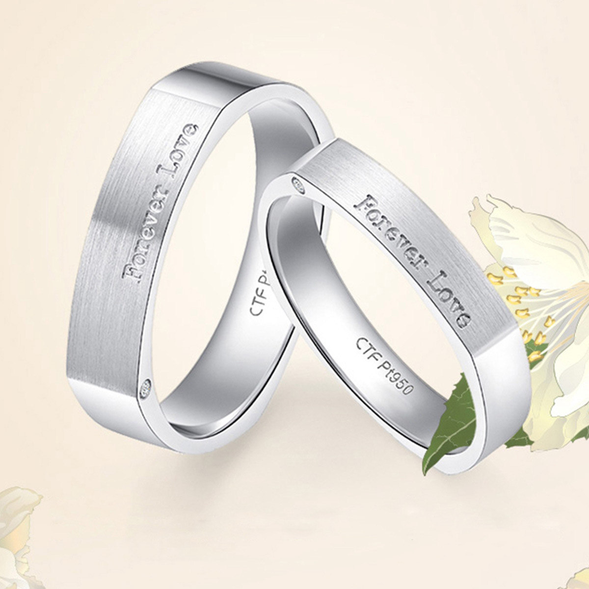 周大福chow tai fook 情约系列pt950铂金钻石戒指情侣对戒/男士 通用