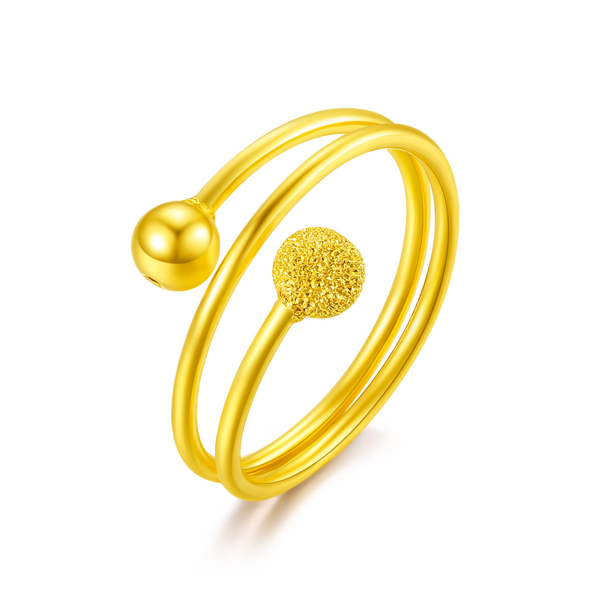 梦金园 柔梦足金黄金戒指女士食指戒时尚(计价)