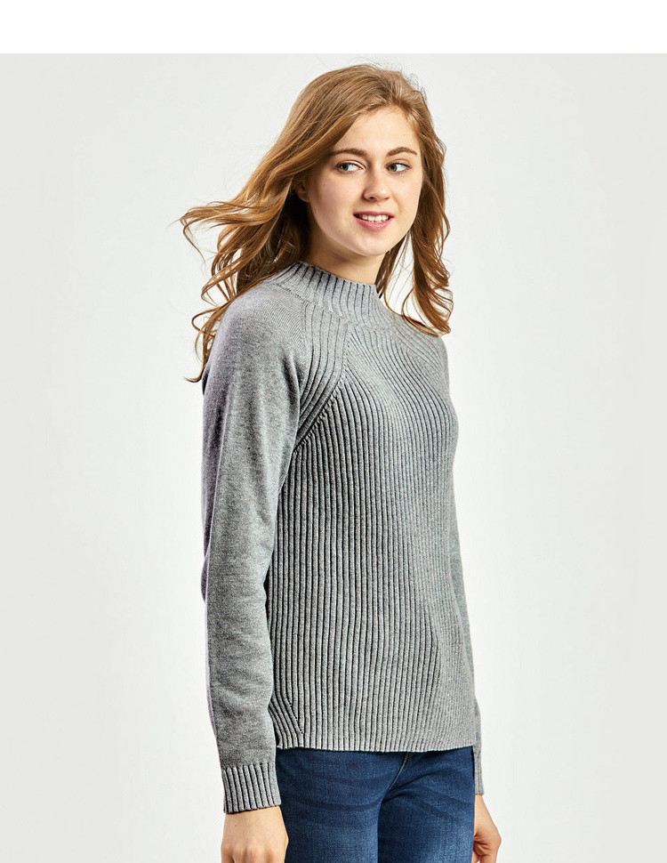 针织衫女 2018冬装新款女士纯棉保暖套头毛衣净色半高领毛线衫