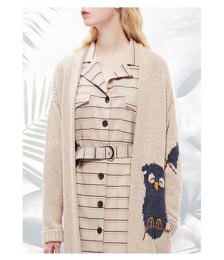 菀草壹毛衣外套宽松刺绣中长款针织衫开衫显瘦女式针织衫