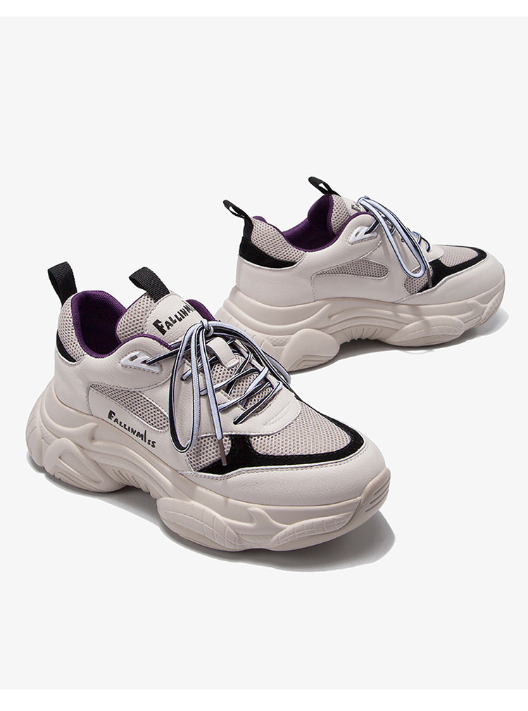 真皮老爹鞋女ins2019新款网红百搭厚底运动鞋系带休闲女鞋