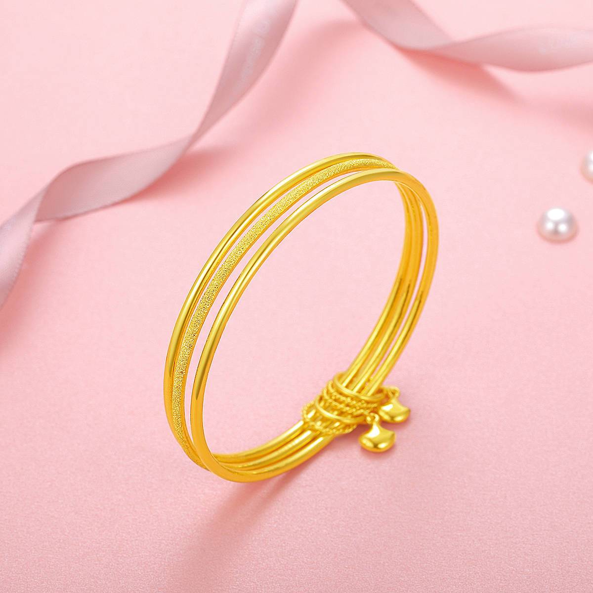 万纯系列足金999.9时尚黄金手镯女士金镯子/计价/新年礼物