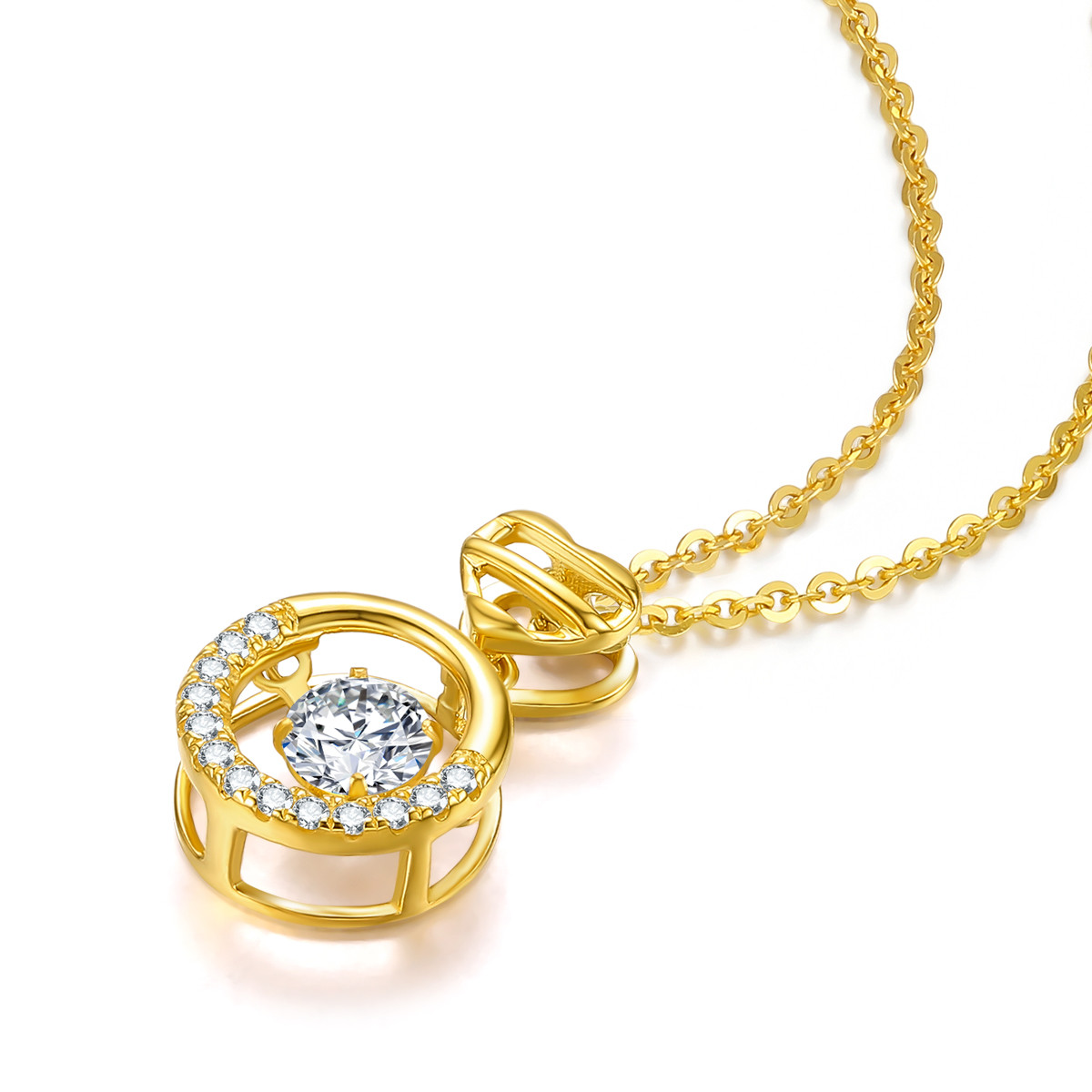 梦金园 灵动18k金吊坠玫瑰金彩金吊坠女士/不含项链