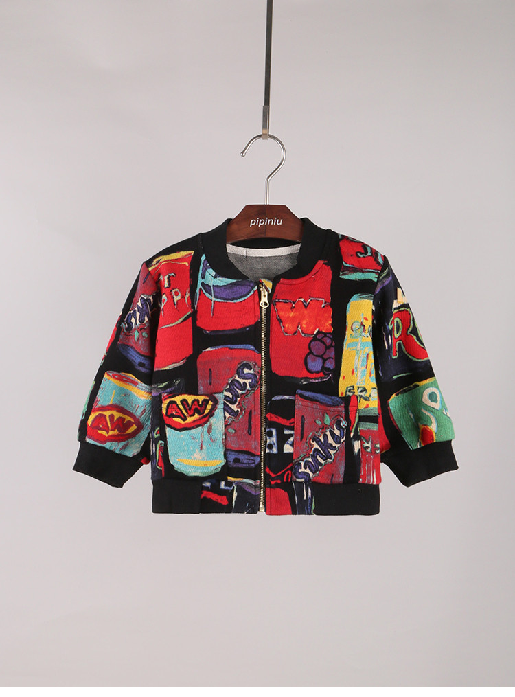 春季新品男童装个性印花外套儿童舒适涂鸦外套宝宝休闲潮流衣服