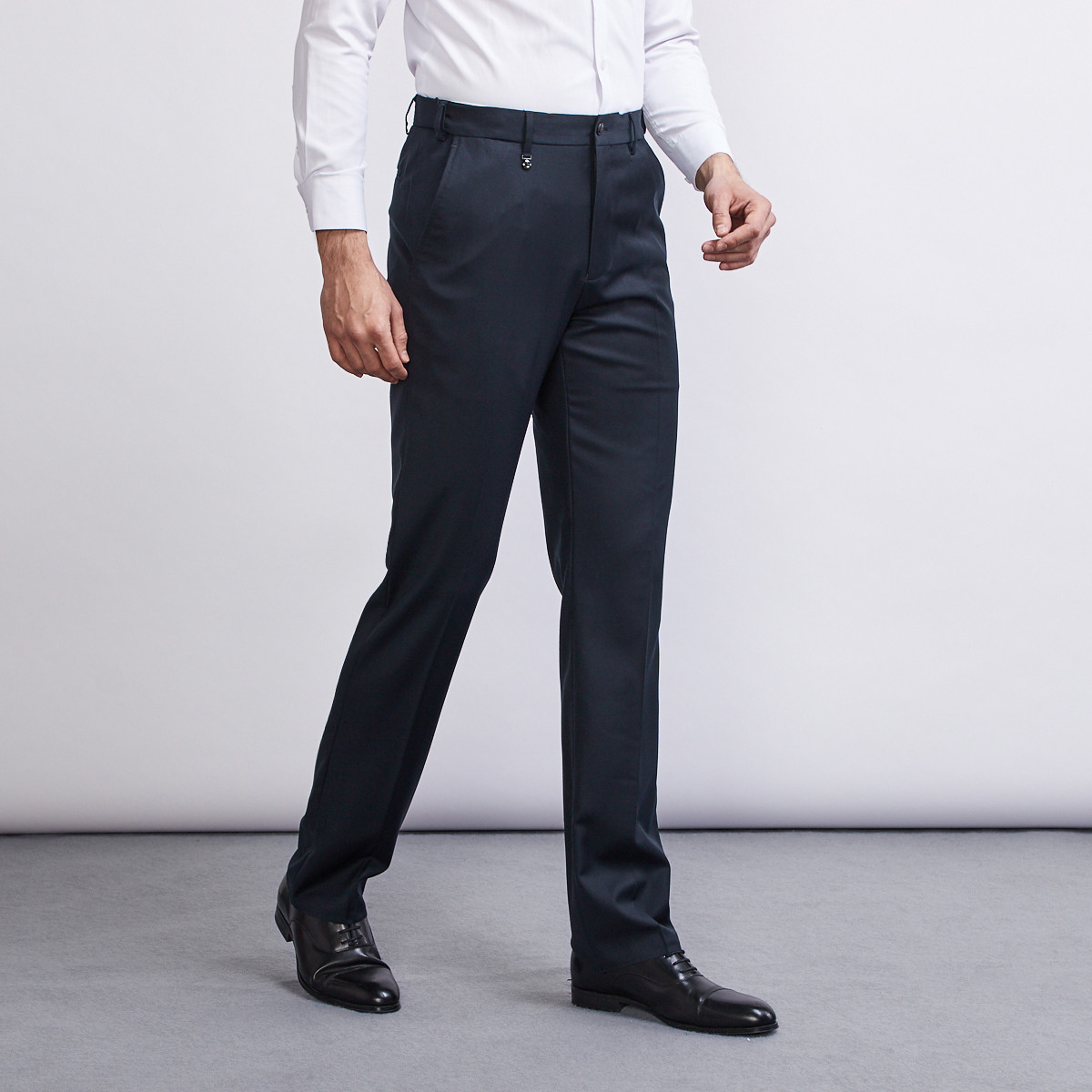 金利来goldlion 纯羊毛保暖拼接弹力腰头男士西裤 藏蓝色 36