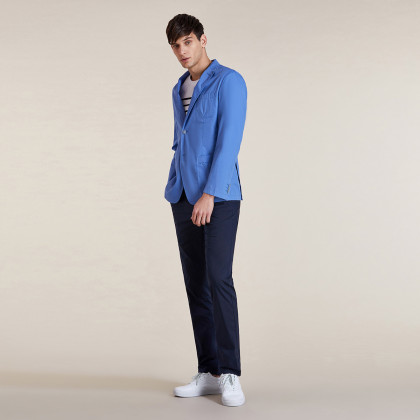 2019春新款中青年纯色日常便服西装领长袖男士外套