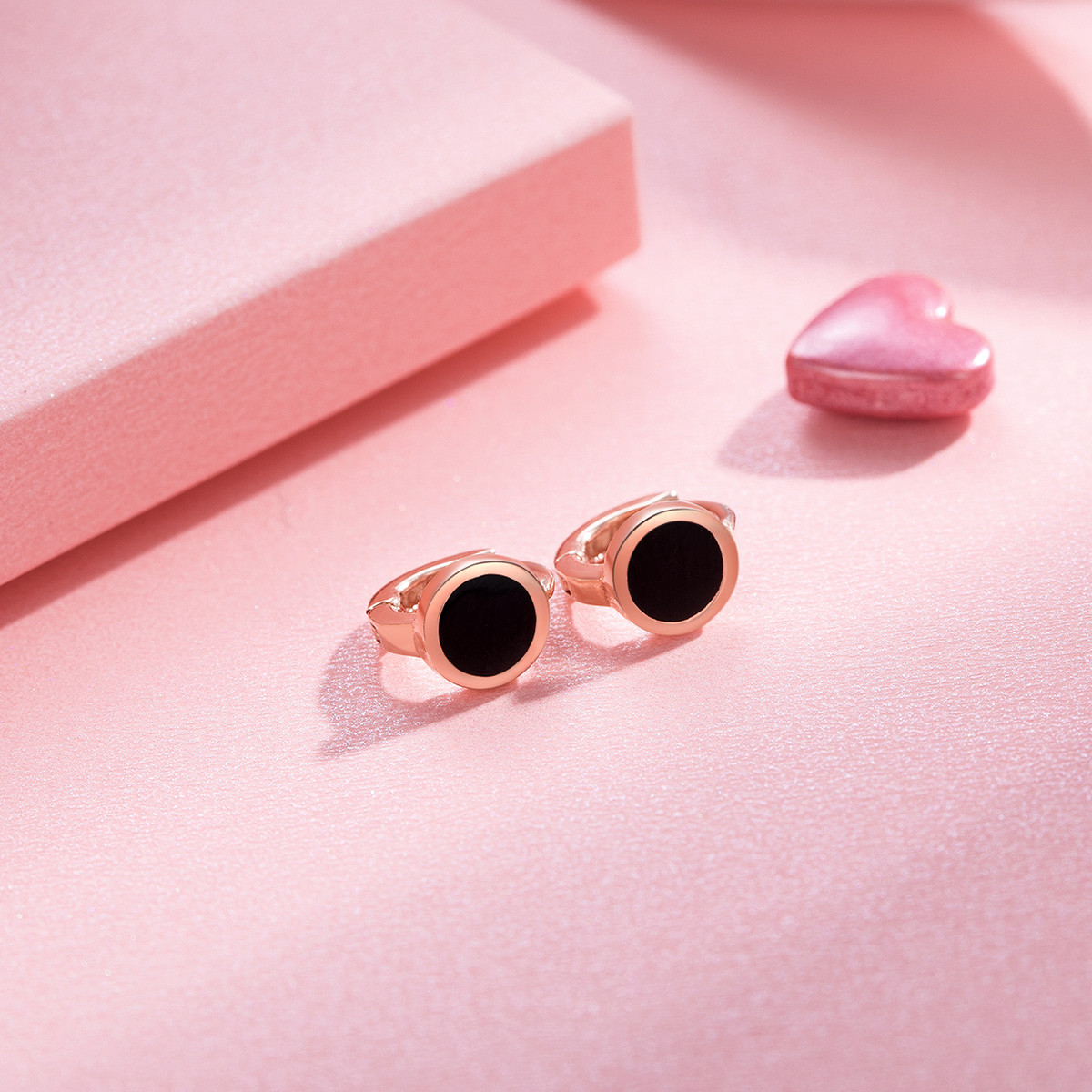 【新品】18k金耳饰彩金玫瑰金珐琅耳环耳圈一对女士