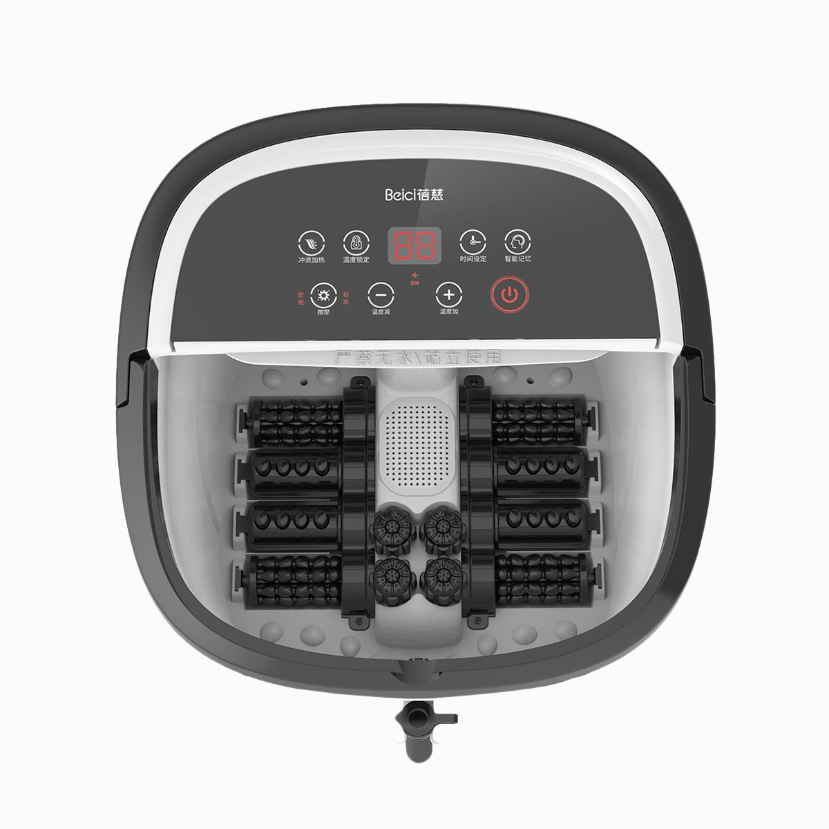 蓓慈bz517c镜面触控瀑布冲浪电动滚轮指压按摩足浴盆泡脚盆