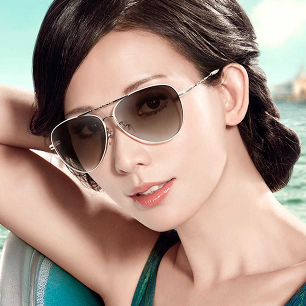 防晒款海伦凯勒眼镜明星同款时尚飞行墨镜修颜偏光金丝边女士太阳镜h